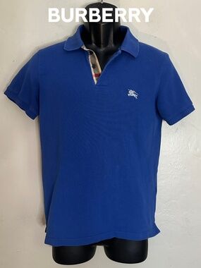 Burberry Brit Plaid Trim Polo Small Gently worn 100% cotton 19" armpit to armpit